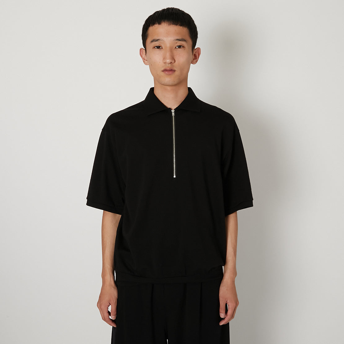 Super 140's Melino Wool Short Sleeve Half Zip
