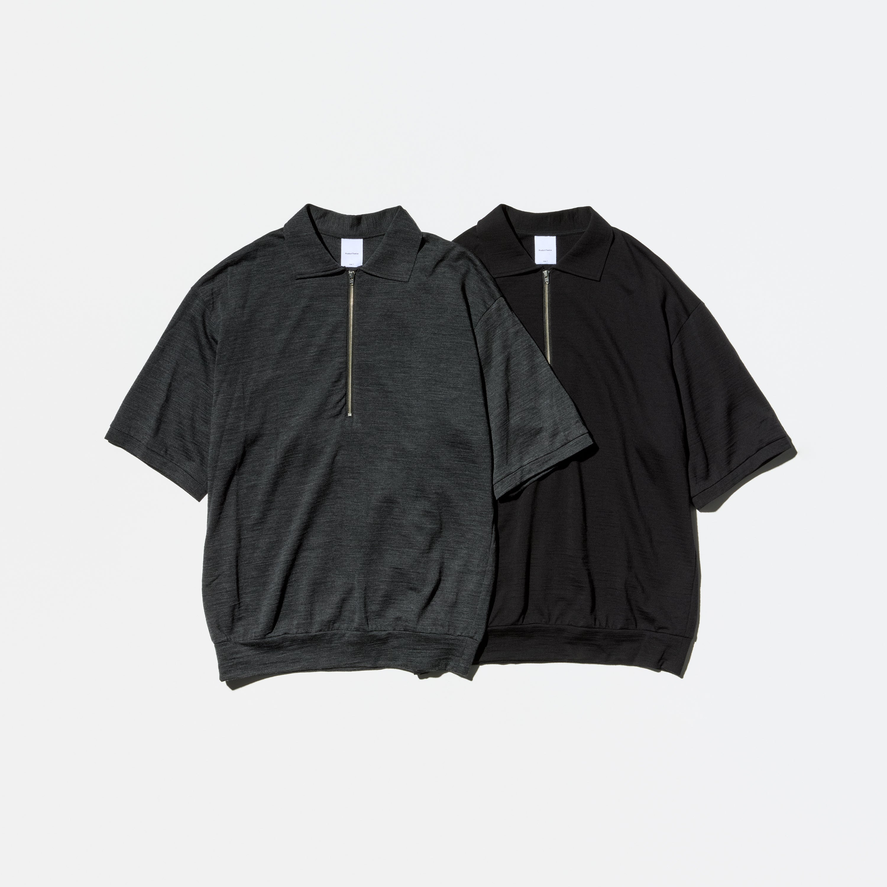 Super 140's Melino Wool Short Sleeve Half Zip