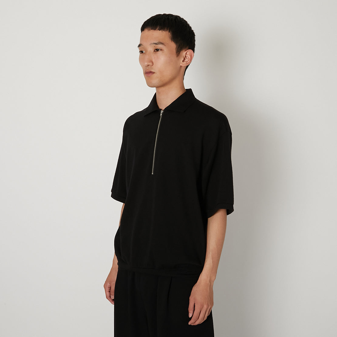 Super 140's Melino Wool Short Sleeve Half Zip