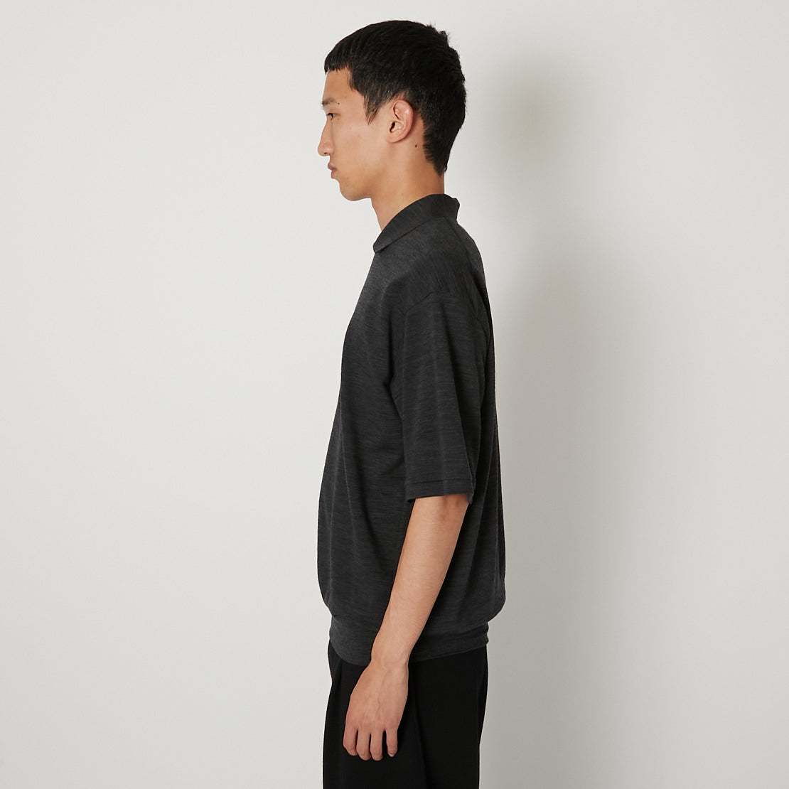 Super 140's Melino Wool Short Sleeve Half Zip